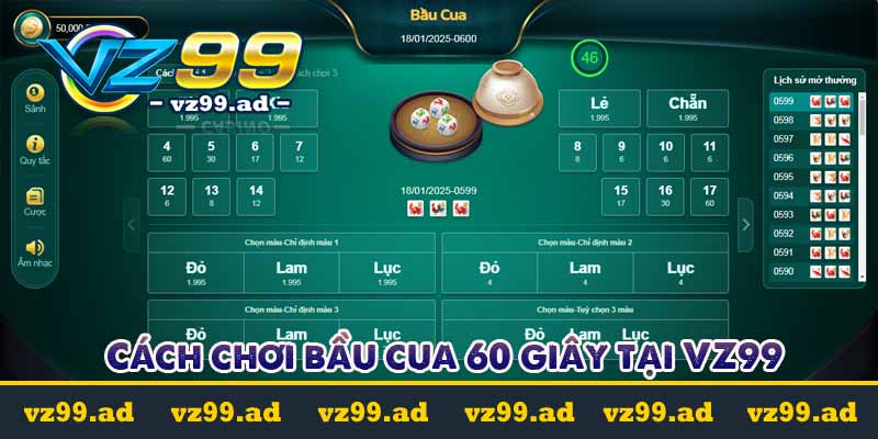 Hướng dẫn cá cược Bầu cua 60s thưởng cực khủng 8 Cách chơi bầu cua 60s tại VZ99